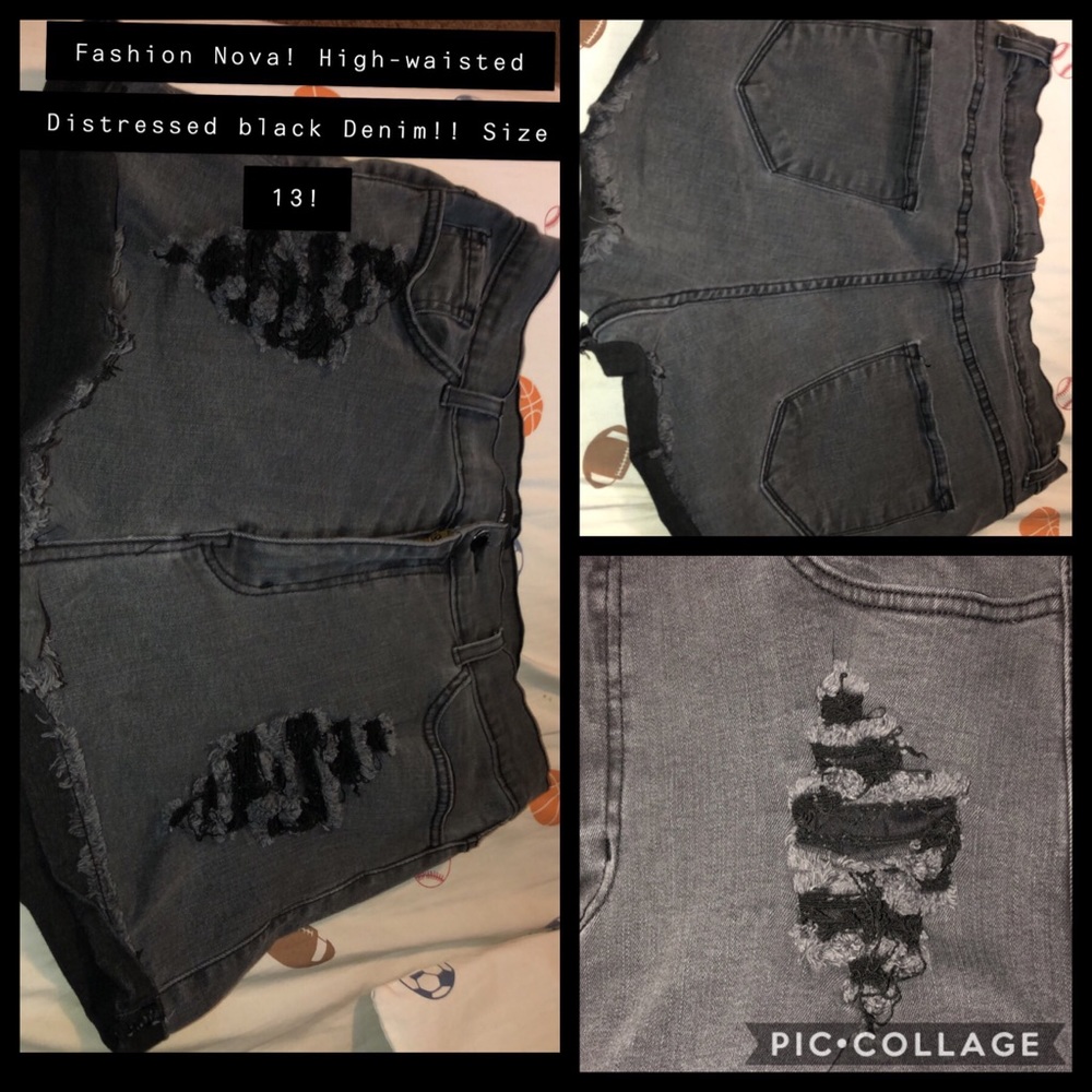 Fashion Nova high-waisted distressed denim shorts